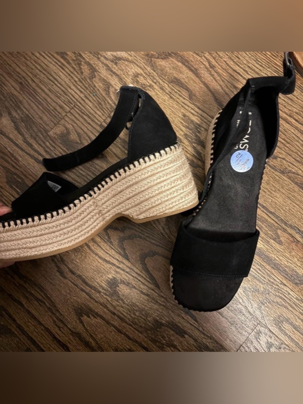 Toms Black Espadrille Wedges